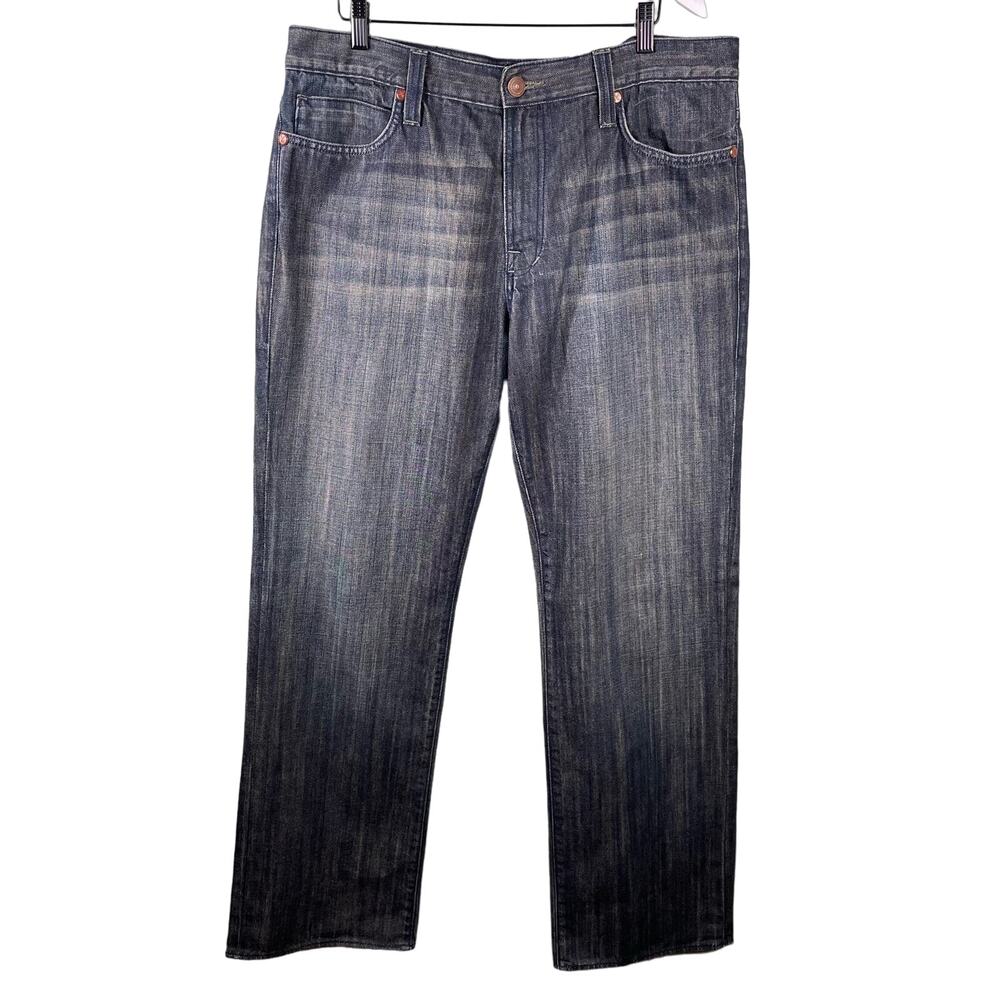 X-Ray Jeans Men 38 Blue Denim Straight Leg Studded Embroidered‎ X Logo Dark Wash
